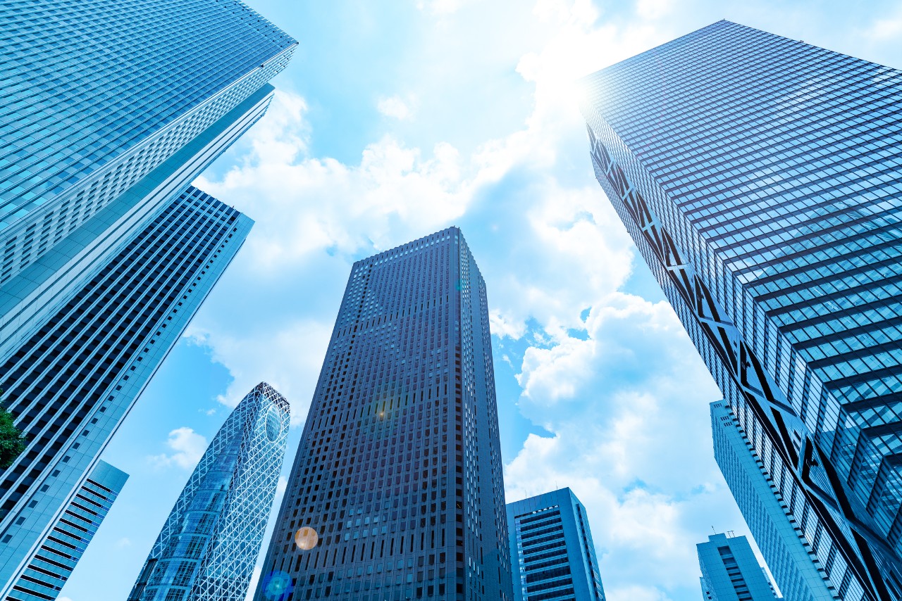 High-rise buildings and blue sky - Shinjuku, Tokyo, Japan