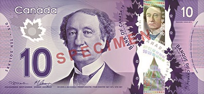 初代社長の肖像が使われているカナダ10ドル札